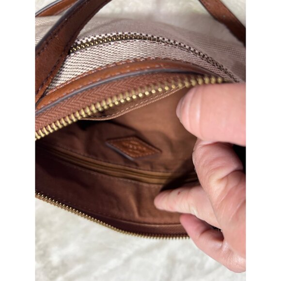 Fossil Crossbody Purse Canvas Leather Bag - Picture 8 of 10